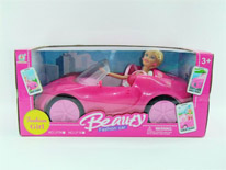 Item 663828 11.5cm Barbie Doll and Pink Droptop Car Toy Set Classic Barbie Doll Toy for Kids