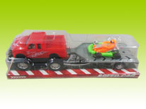 Item 669692 Friction Pickup Truck with Trailer and Kart Toy Friction Vehicle for Kids