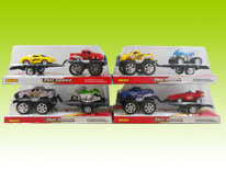Item 616696 4WD Friction Pickup Truck with Trailer and Loaded Vehicle Assortment2 Toy Friction Vehicle for Kids