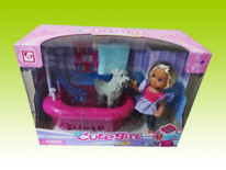 Item 620907 3.5cm Cute Girl and Puppy Bathtub Toy Set Hot Selling Doll Toy for Kids