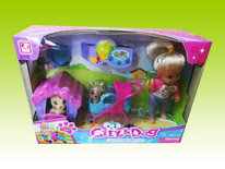 Item 620915 3.5cm Cute Girl with Puppies Toy Set Hot Selling Doll Toy for Kids