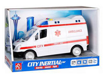 Item 695997 Friction White Ambulance with Light and Sound Classic Toy Car Set for Kids