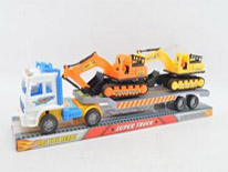 Item 699639 Friction Trailer Truck with 2 Forklifts Loaded Toy Set Classic Toy Car Set for Kids