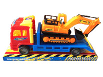 Item 699642 Friction Trailer Truck with Forklift Loaded Toy Set Classic Toy Car Set for Kids