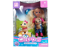 Item 708468 4.5cm Little Girl and Puppy Friends Toy Set Hot Selling Doll Toy for Kids