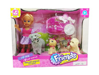 Item 722034 4.5cm Little Girl and Pet Friends Hot Selling Doll Toy for Kids