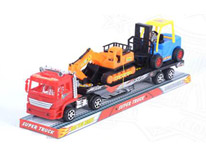 Item 699627 Friction Trailer Truck with Forklift and Engineer Truck Loaded Toy Set Classic Toy Car Set for Kids