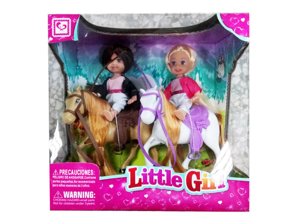 Item 708465 4.5cm Girls Riding Horses Doll Toy Set Hot Selling Doll Toy for Kids