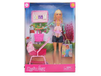 Item 709612 11.5cm Solid Barbie Girl with Child Rearing Play Interesting Barbie Clothe Changing Toy Set for Kids