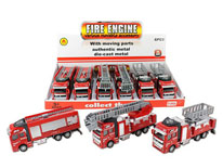 Item 715048 Pull Back Metal Fire Fighting Truck Toy Classic Metal Toy Vehicle for Kids